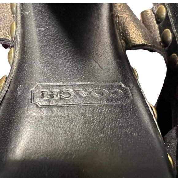 Coach Brown Leather Indie Grunge Studded Metallic Steam Punk Ultra High Size 7.5 - Picture 10 of 14